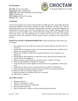 Golf Cart Attendant Job Description