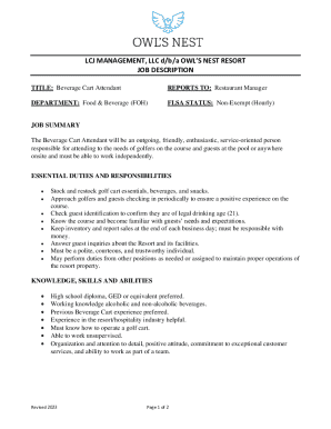 Beverage Cart Attendant Job Description