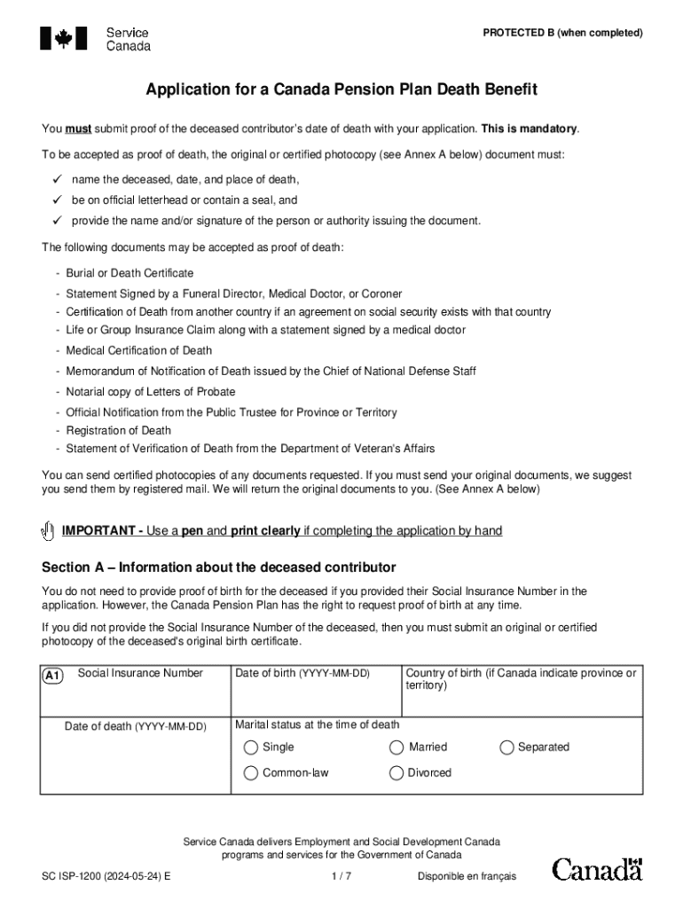 cpp death benefit application form Preview on Page 1