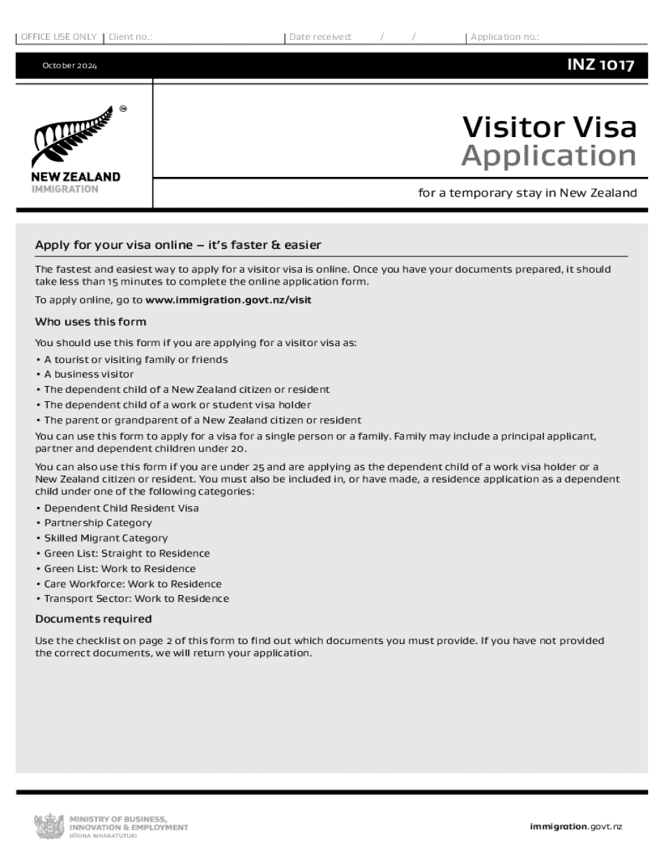 NZ INZ 1017 2024-2025 Form