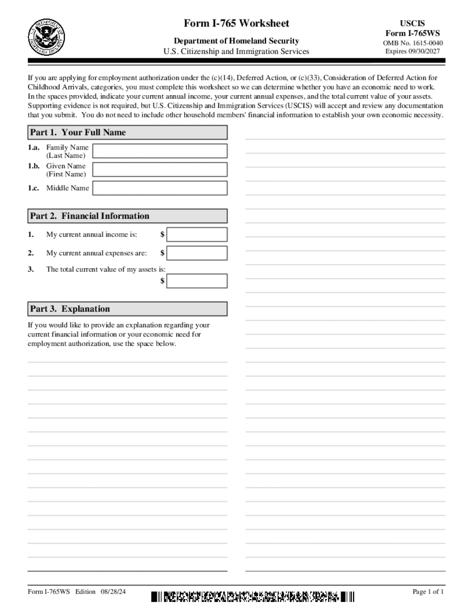 I-765ws Form
