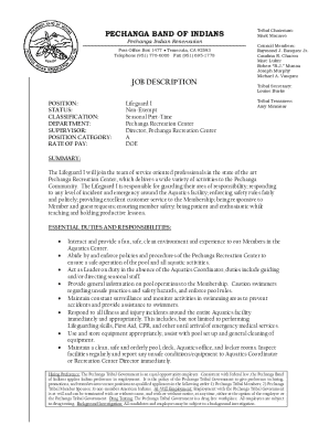 Lifeguard I Job Description