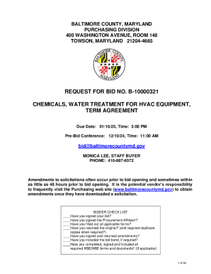 REQUEST FOR BID NO. B-10000321 CHEMICALS, ...