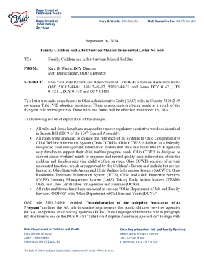 Family, Children and Adult Services Manual Transmittal Letter No. 563