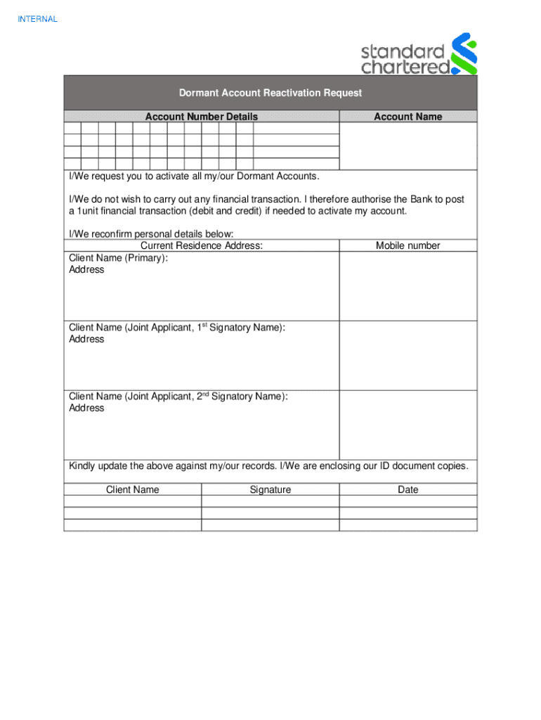 Request For Re-Activation of A Dormant Account: Branch Preview on Page 1