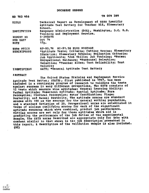 Technical Report on Development of Uses Specific Aptitude Test Battery for Teacher Aid, Elementary School