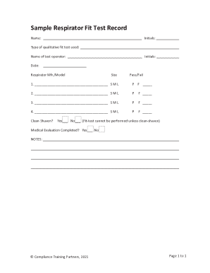 respirator fit test template Doc Template