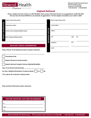 Implant Referral Form