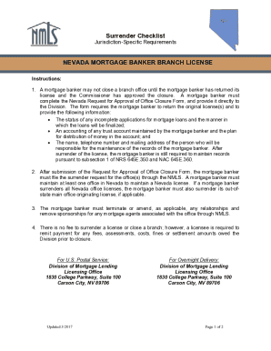 NY Mortgage Banker Branch License Surrender Checklist ( ...