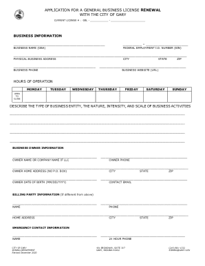 General Business License Renewal Application