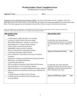 Fillable Online Weatherization Client Completion Form Fax Email Print Fillable Online Weatherization Client Completion Form Fax Email Print
