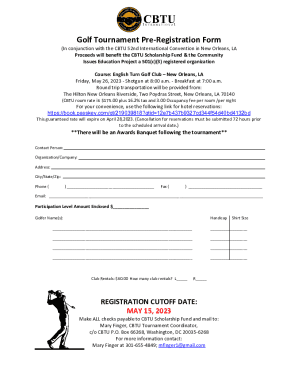 Golf Tournament Pre-registration Form