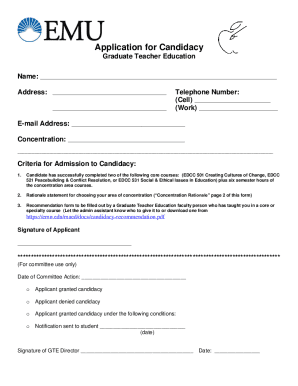 Application for Candidacy