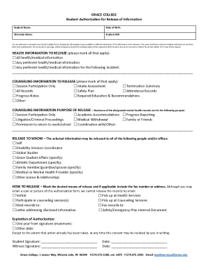 Student Authorization for Release of Information