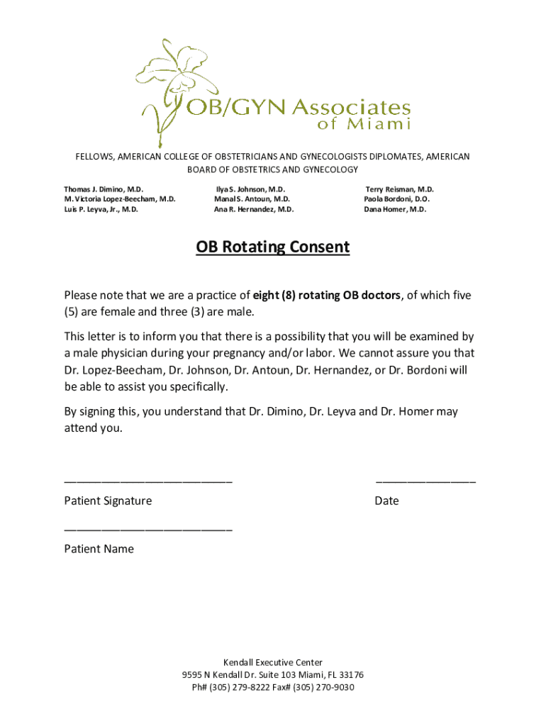 Fillable Online OB Rotating Consent Fax Email Print - pdfFiller