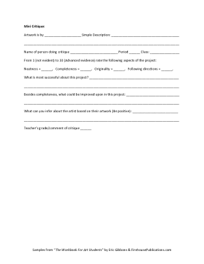 Art Critique and Reflection Document