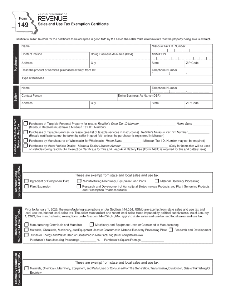 2024 Form MO DoR 149 Fill Online, Printable, Fillable, Blank 