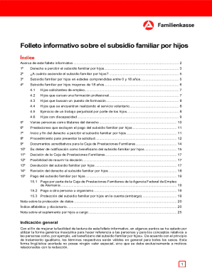 Folleto informativo sobre el subsidio familiar por hijos