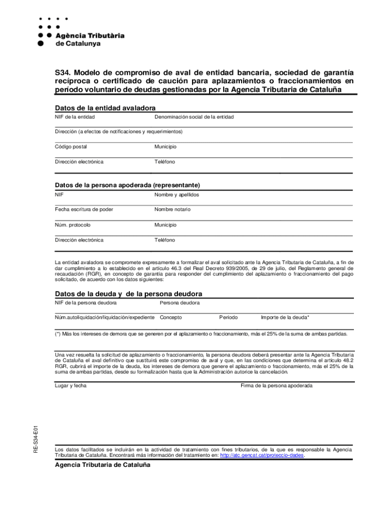 S34 Modelo de compromiso de aval de entidad bancaria Preview on Page 1