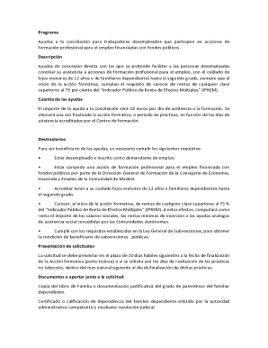 Ayudas a la conciliacin para trabajadores desempleados que participen en acciones de