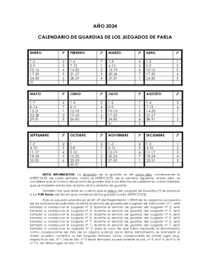 Calendario de guardias de los juzgados de parla
