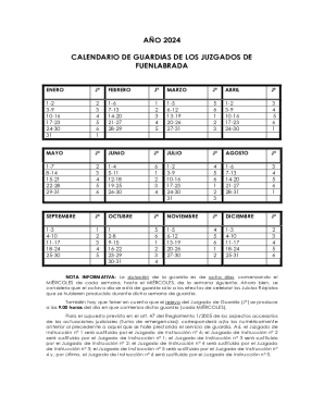 Calendario de guardias de los juzgados de