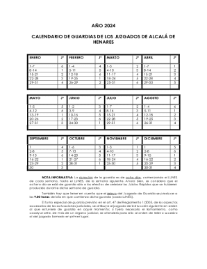Calendario de guardias de los juzgados de alcal de
