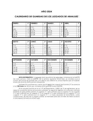 Calendario de guardias de los juzgados de aranjuez
