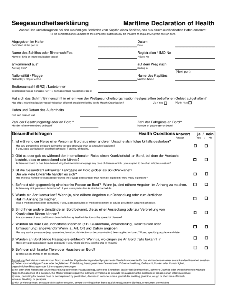 Seegesundheitserkl rung Preview on Page 1