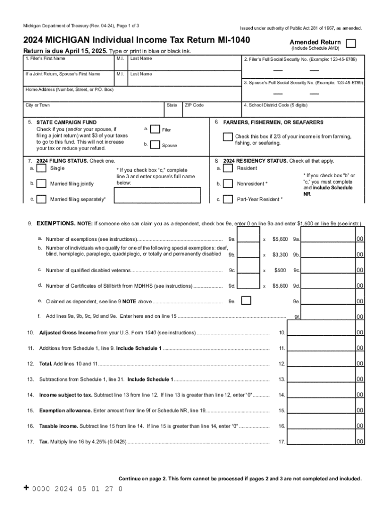 4119, Statement of Michigan Income Tax Withheld for Preview on Page 1