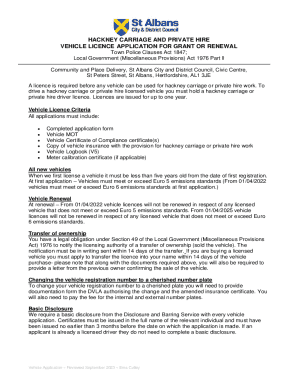 Hackney Carriage and Private Hire Vehicle Licence Application for Grant or Renewal