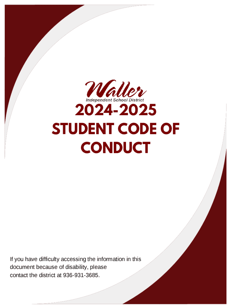 Fillable Online 2024-2025 Waller Isd Student Code of Conduct Fax Email ...