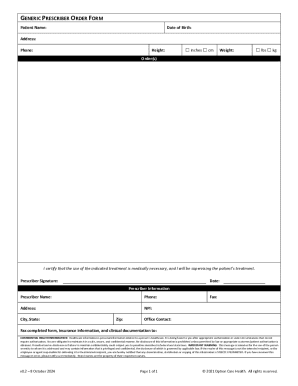 New Patient Start: Prescription/Provider Order Form