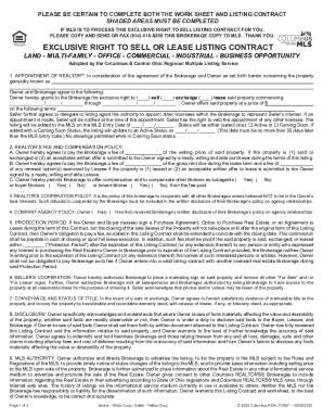 Exclusive Right to Sell or Lease Listing Contract