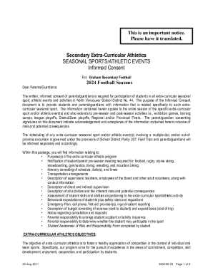 Informed Consent for Extra-curricular Athletics