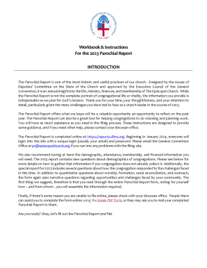 2023 Parochial Report Workbook & Instructions