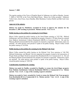 Town of Franklin Board of Aldermen Meeting Minutes