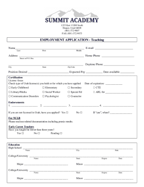 Employment Application - Teaching