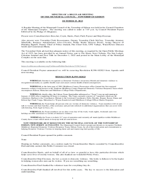 Minutes of a Regular Meeting