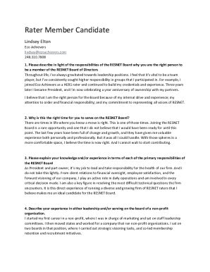 Rater Member Candidate Application