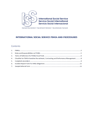 INTERNATIONAL SOCIAL SERVICE PSHEA AND ...