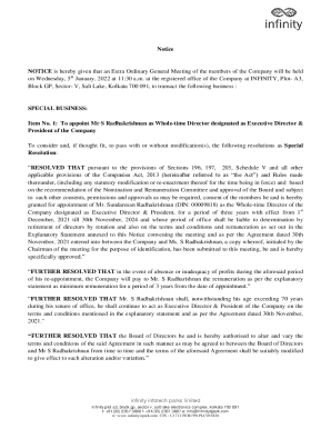 Extra Ordinary General Meeting Notice