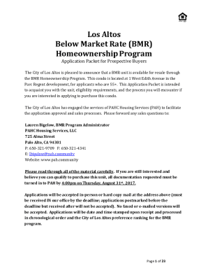 Fillable Online BMR Purchase Application for 450 First Street ...