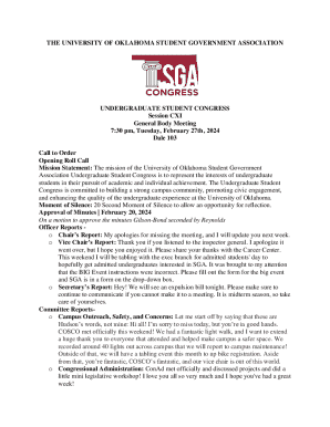 Undergraduate Student Congress Meeting Notes