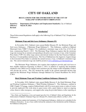 Regulations for the Enforcement of the City of Oakland’s Employment Ordinances