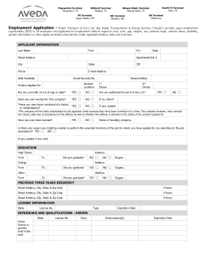 Employment Application - Rodan Transport