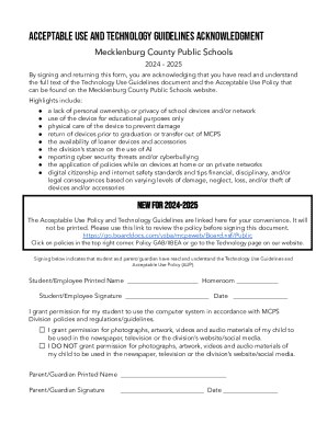 Acceptable Use and Technology Guidelines Acknowledgment