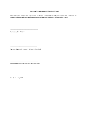 honor roll and graduate opt out form