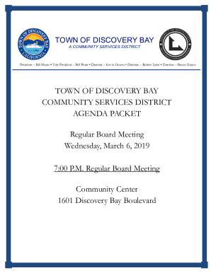 Town of Discovery Bay Board of Directors Meeting Agenda