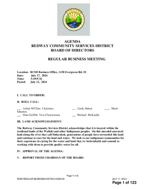 Redway Community Services District Agenda and Meeting Minutes